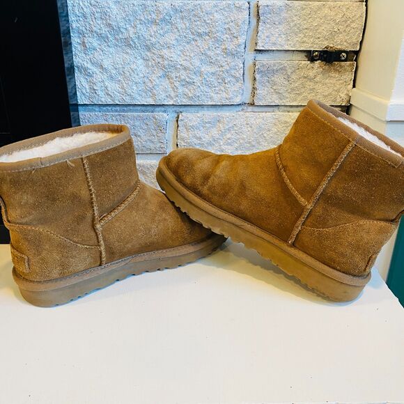 Cozy Tan Suede Ankle Boots - Picture 5 of 8